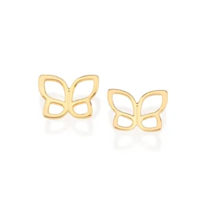 Alternative view of Aretes Mariposas Medianas Enchapadas en Oro 18K