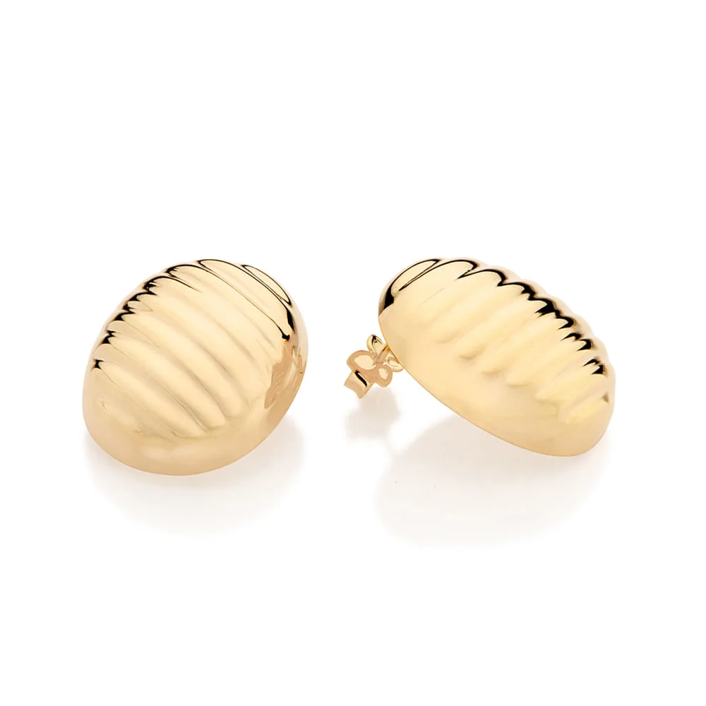 Aretes maxi ovalados en forma de botón enchapados en oro 18k 3 aretes maxi ovalados