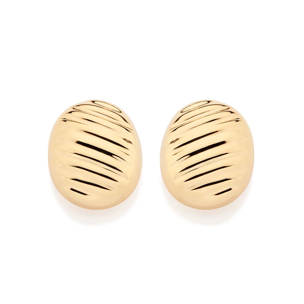 Aretes maxi ovalados en forma de botón enchapados en oro 18k 4 Aretes maxi ovalados en forma de botón enchapados en oro 18k - Imagen 2