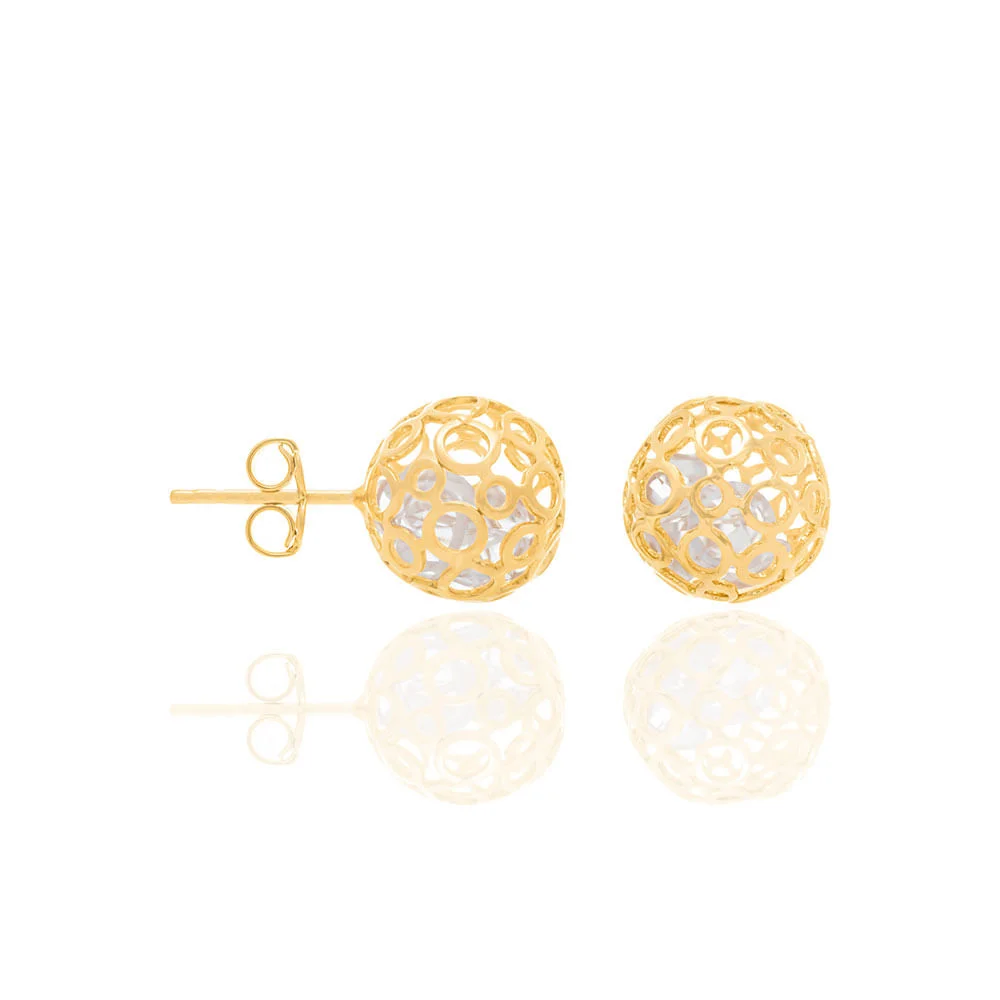 Aretes Puntos Bola de Fuego Enchapados en Oro 18K 4 Aretes Puntos Bola de Fuego Enchapados en Oro 18K - Imagen 2
