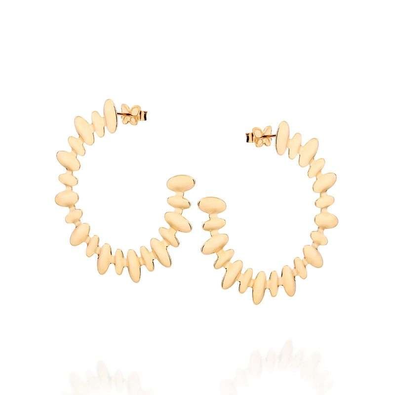 Argollas con diseño ovalado enchapada en oro de 18k 4 Argollas con diseño ovalado enchapada en oro de 18k - Imagen 2