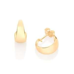 Argollas chica lisa de medio aro enchapadas en oro de 18k