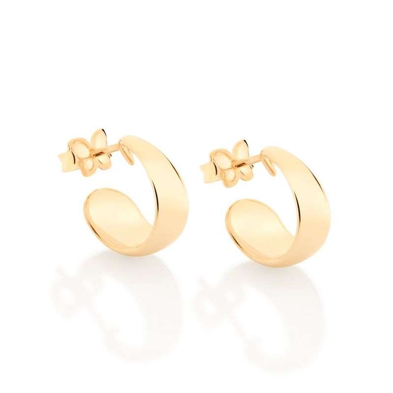 Argollas chica lisa de medio aro enchapadas en oro de 18k 5 Argollas chica lisa de medio aro enchapadas en oro de 18k - Imagen 3