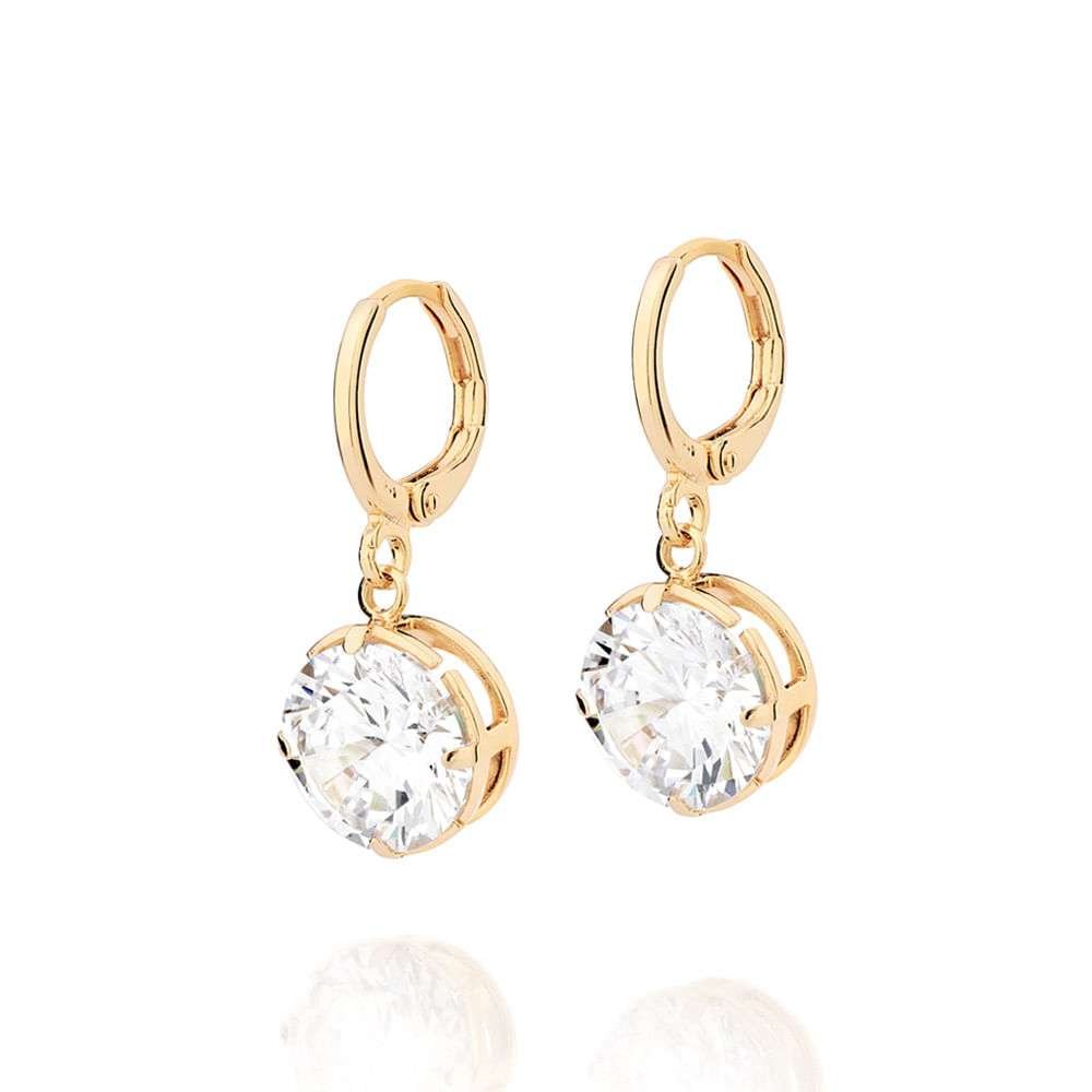 Argollas con circonias colgantes enchapadas en Oro de 18k 3 Argollas con circonias colgantes enchapadas en Oro de 18k