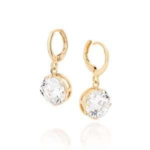 Alternative view of Argollas con circonias colgantes enchapadas en Oro de 18k