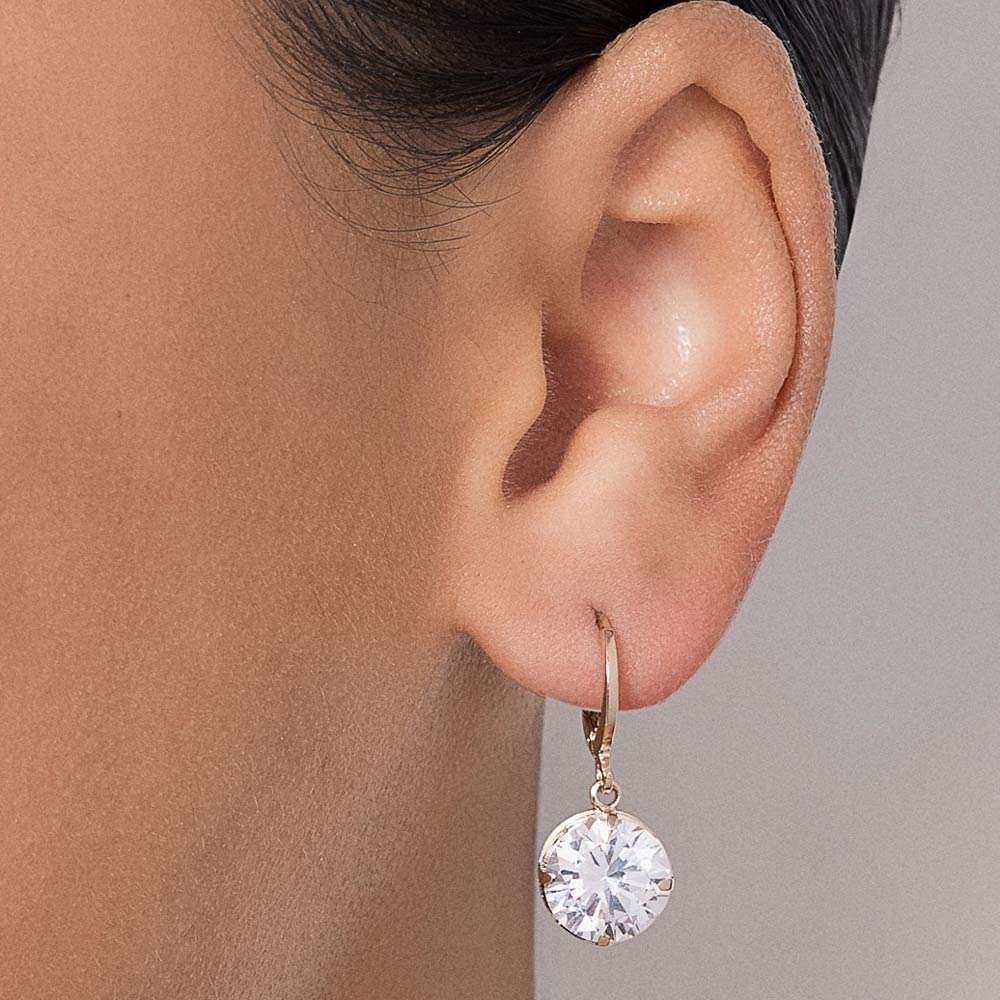 Argollas con circonias colgantes enchapadas en Oro de 18k 5 Argollas con circonias colgantes enchapadas en Oro de 18k - Imagen 3