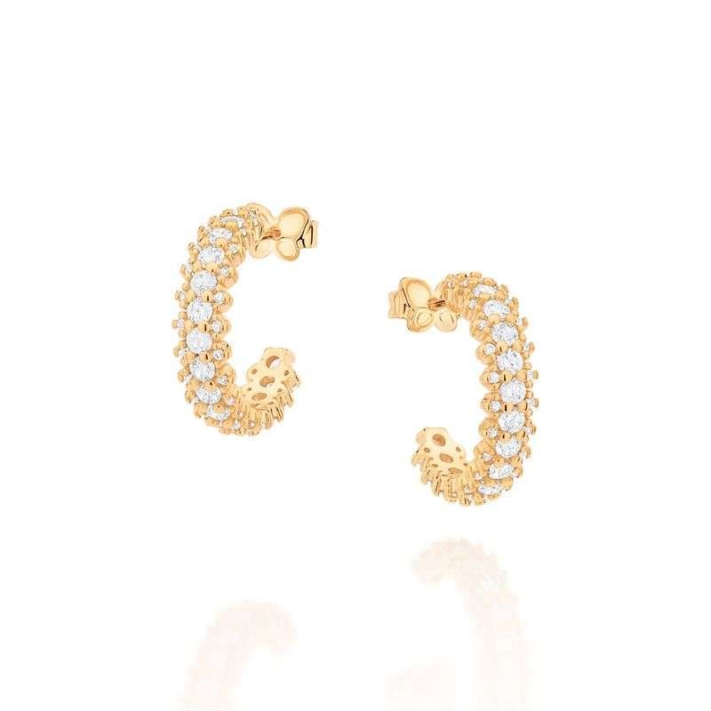 Argollas con 32 circonias enchapadas en oro 18k 5 Argollas con 32 circonias enchapadas en oro 18k - Imagen 3