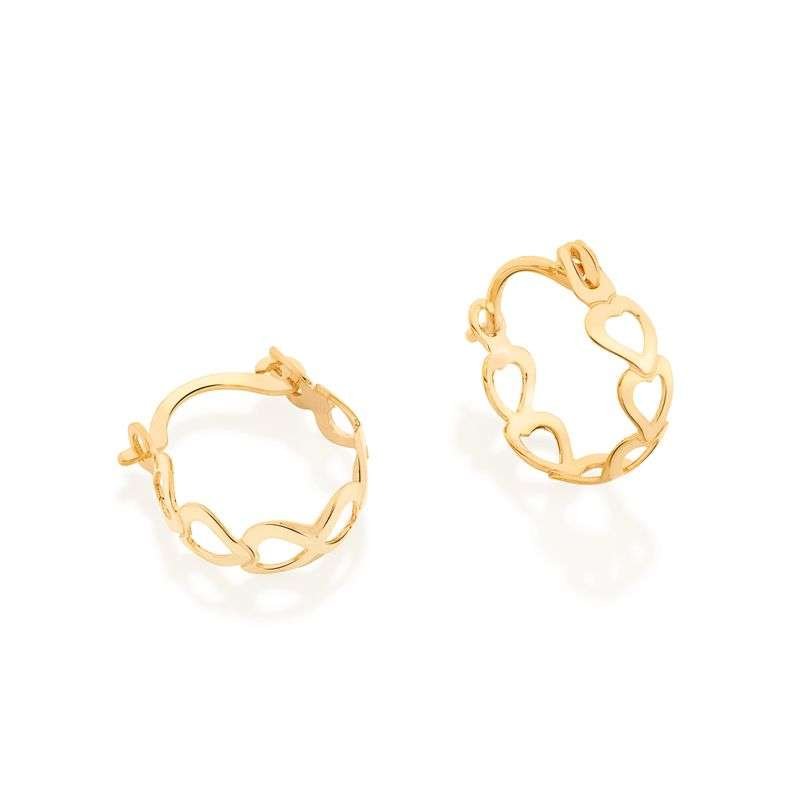 Argollas de corazón pequeñas para niñas enchapadas en oro de 18k 3 Argollas de corazón pequeñas para niñas enchapadas en oro de 18k