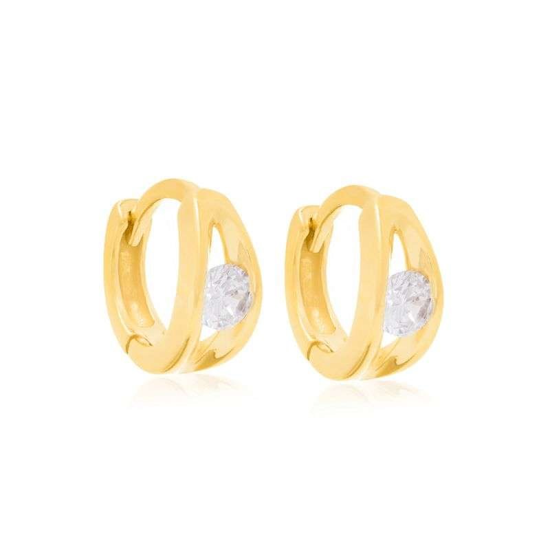 Argollas estilo huggies con circonias chicas enchapadas en oro de 18k 5 Argollas estilo huggies con circonias chicas enchapadas en oro de 18k - Imagen 3