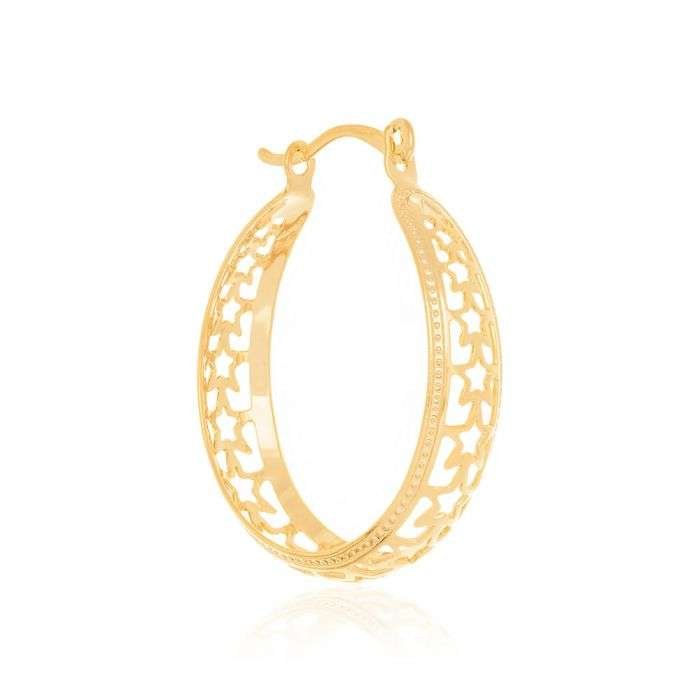 Argollas con Estrellas Medianas Enchapadas En Oro 18K 3 Argollas con Estrellas Medianas Enchapadas En Oro 18K