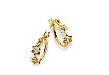 Argollas de Flores Y Zirconias Para Niñas Enchapadas En Oro 18K 3 Argollas de Flores Y Zirconias Para Niñas Enchapadas En Oro 18K