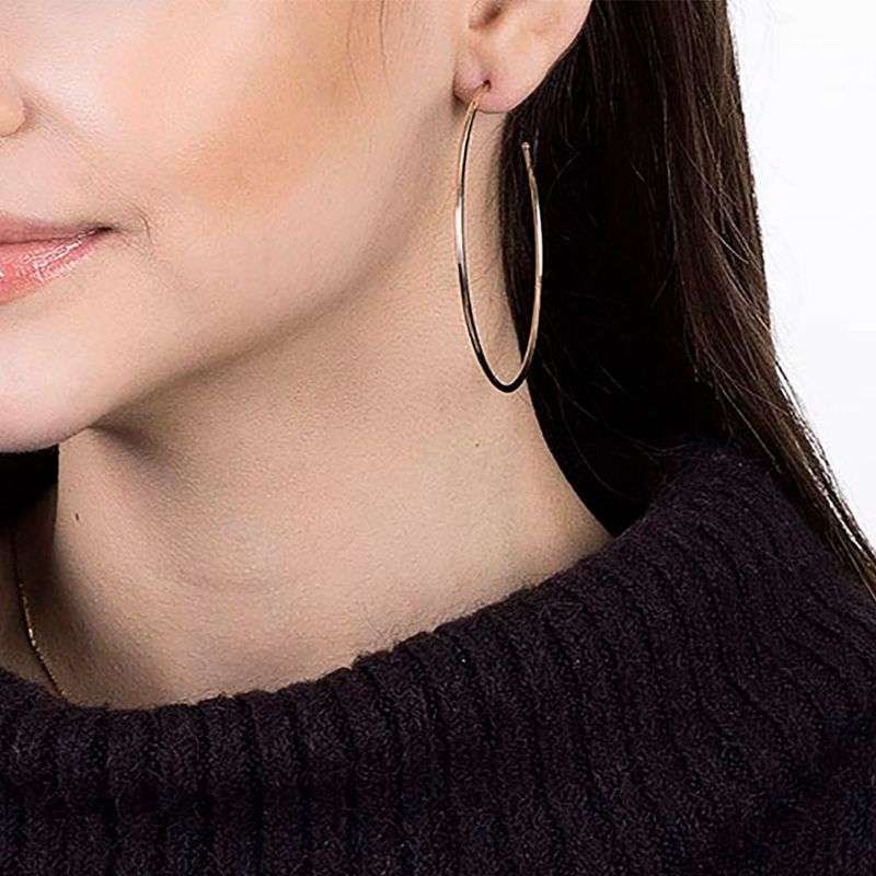 Argollas grande medio aro enchapadas en oro de 18k 4 Argollas grande medio aro enchapadas en oro de 18k - Imagen 2