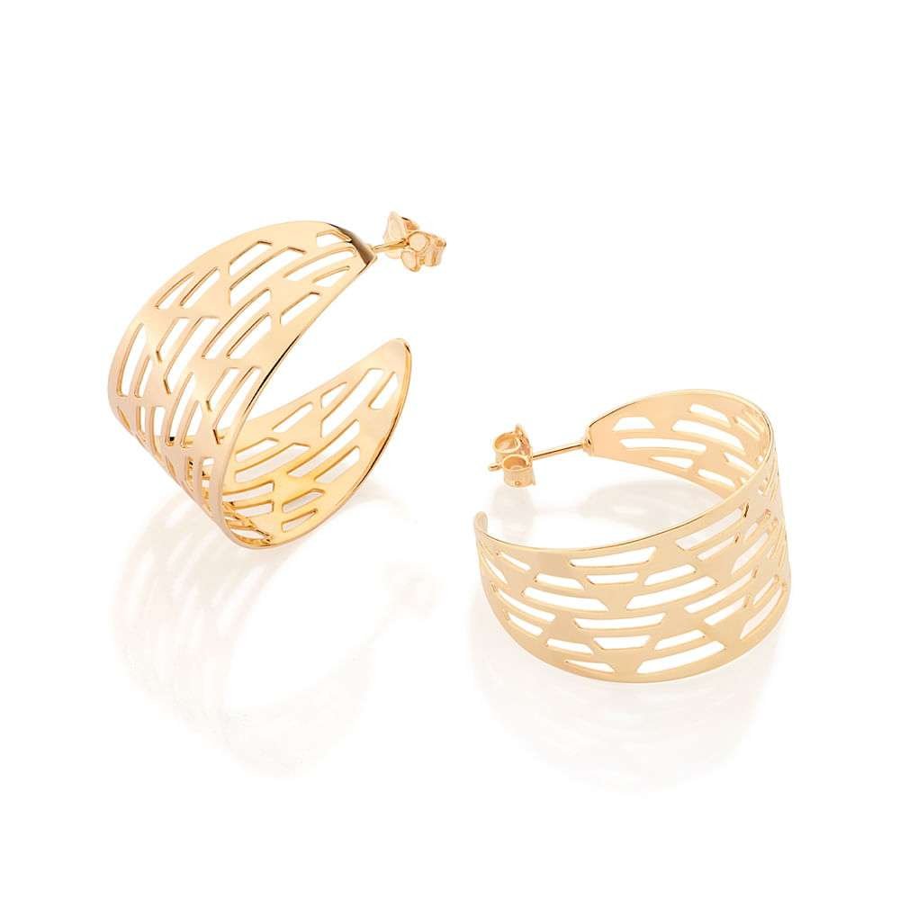 Argollas gruesas semi-abiertas estilizado enchapadas en oro de 18k 4 Argollas gruesas semi-abiertas estilizado enchapadas en oro de 18k - Imagen 2