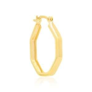 Argollas Hexagonal Medianas Enchapadas En Oro 18K