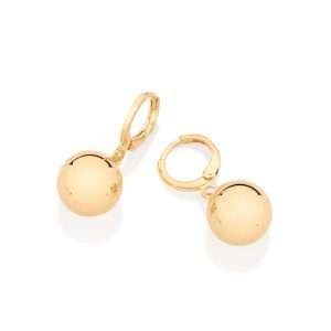 Argollas huggies con bola colgante  enchapadas en oro de 18K