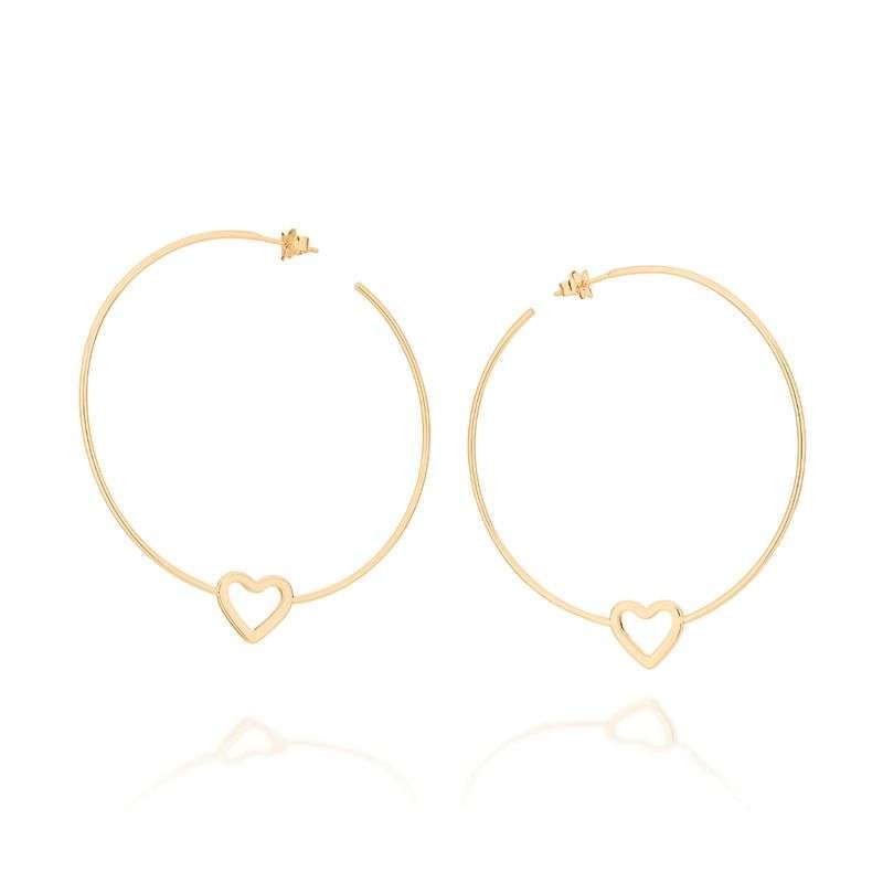 Argollas lisa con detalle de corazón semi abierta enchapadas en oro de 18k 5 Argollas lisa con detalle de corazón semi abierta enchapadas en oro de 18k - Imagen 3