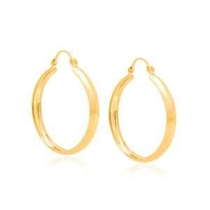 Argollas lisa mediana-gruesas enchapadas en oro de 18k