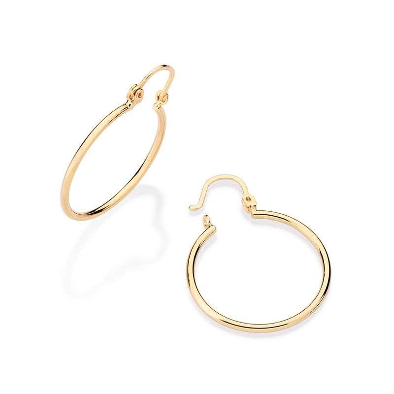 Argollas lisas delgadas medianas enchapadas en oro de 18k 4 Argollas lisas delgadas medianas enchapadas en oro de 18k - Imagen 2