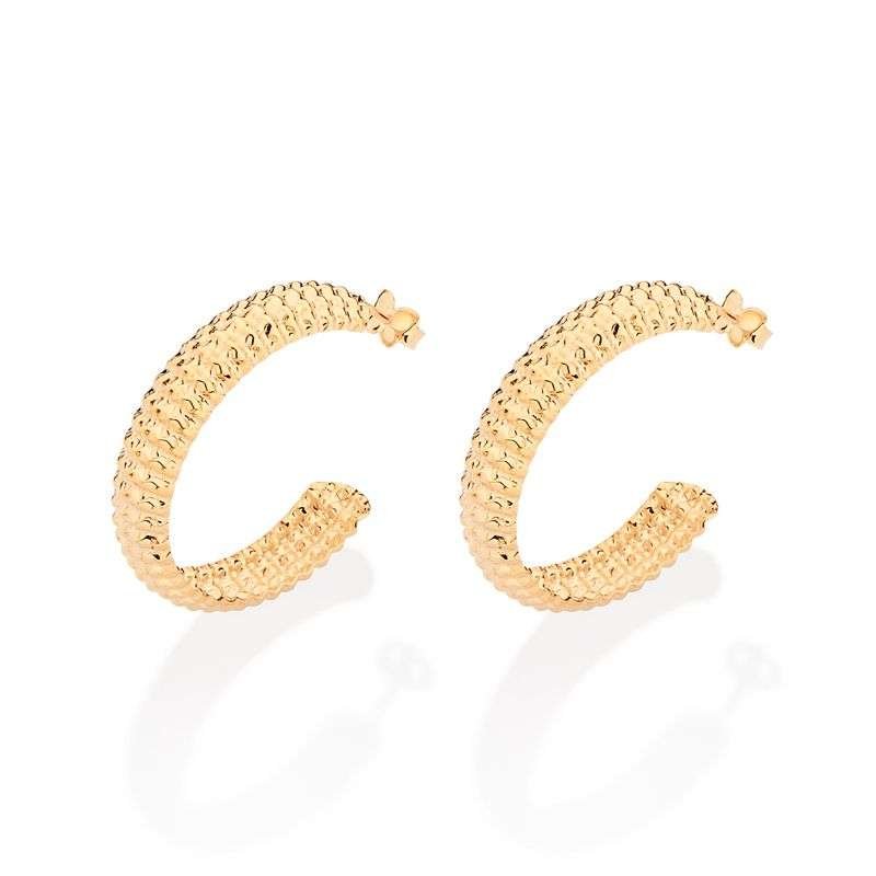 Argollas maxi texturizadas enchapadas en oro de 18k 5 Argollas maxi texturizadas enchapadas en oro de 18k - Imagen 3