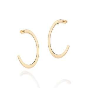 Alternative view of Argollas mediana lisa enchapadas en oro de 18k