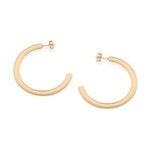 Argollas mediana lisa enchapadas en oro de 18k