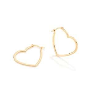 Argollas medianas de corazon enchapadas en oro de 18k