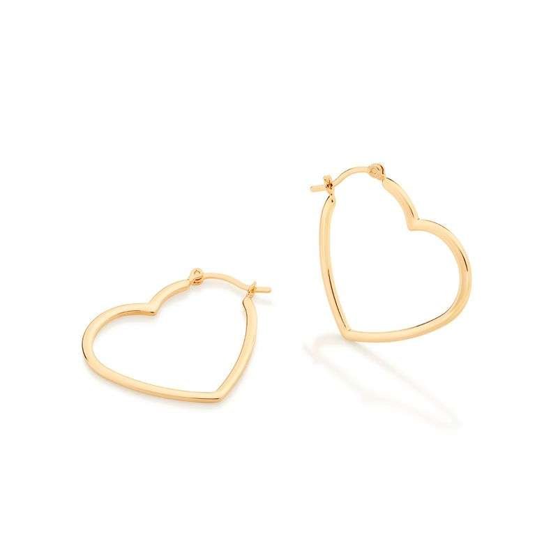 Argollas medianas de corazon enchapadas en oro de 18k 3 Argollas medianas de corazon enchapadas en oro de 18k