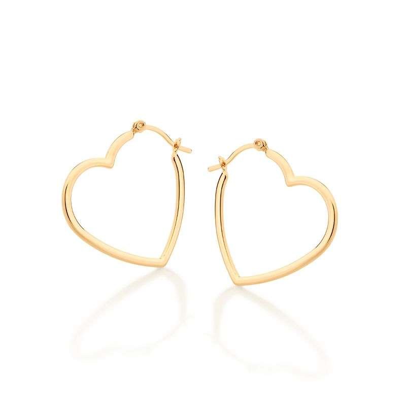 Argollas medianas de corazon enchapadas en oro de 18k 5 Argollas medianas de corazon enchapadas en oro de 18k - Imagen 3