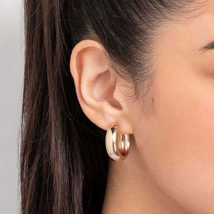 Argollas Gruesas Semi-Abiertas Enchapadas en Oro 18K 4 Argollas Gruesas Semi-Abiertas Enchapadas en Oro 18K - Imagen 2