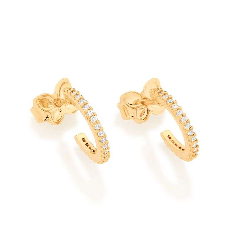 Argollas mini con circonias enchapadas en oro 18k 5 Argollas mini con circonias enchapadas en oro 18k - Imagen 3