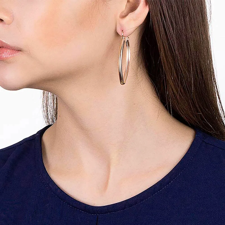 Argollas Ovaladas Grandes Enchapadas en Oro 18K 5 Argollas Ovaladas Grandes Enchapadas en Oro 18K - Imagen 3