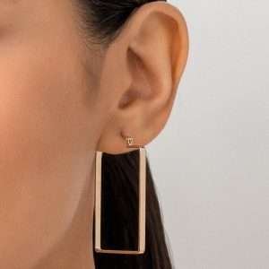 Alternative view of Argollas rectangular enchapadas en oro de 18k