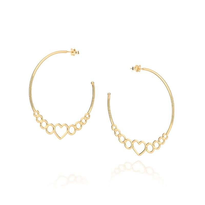 Argollas semi-abiertas con corazones enchapadas en oro 18k 5 Argollas semi-abiertas con corazones enchapadas en oro 18k - Imagen 3