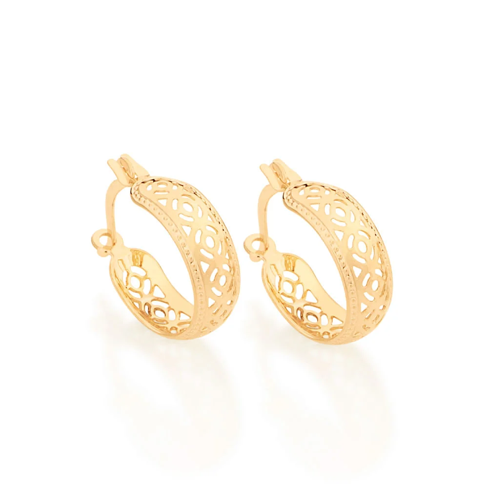 Argollas con Diseño Para Niñas Enchapadas En Oro 18K 3 Argollas con Diseño Para Niñas
