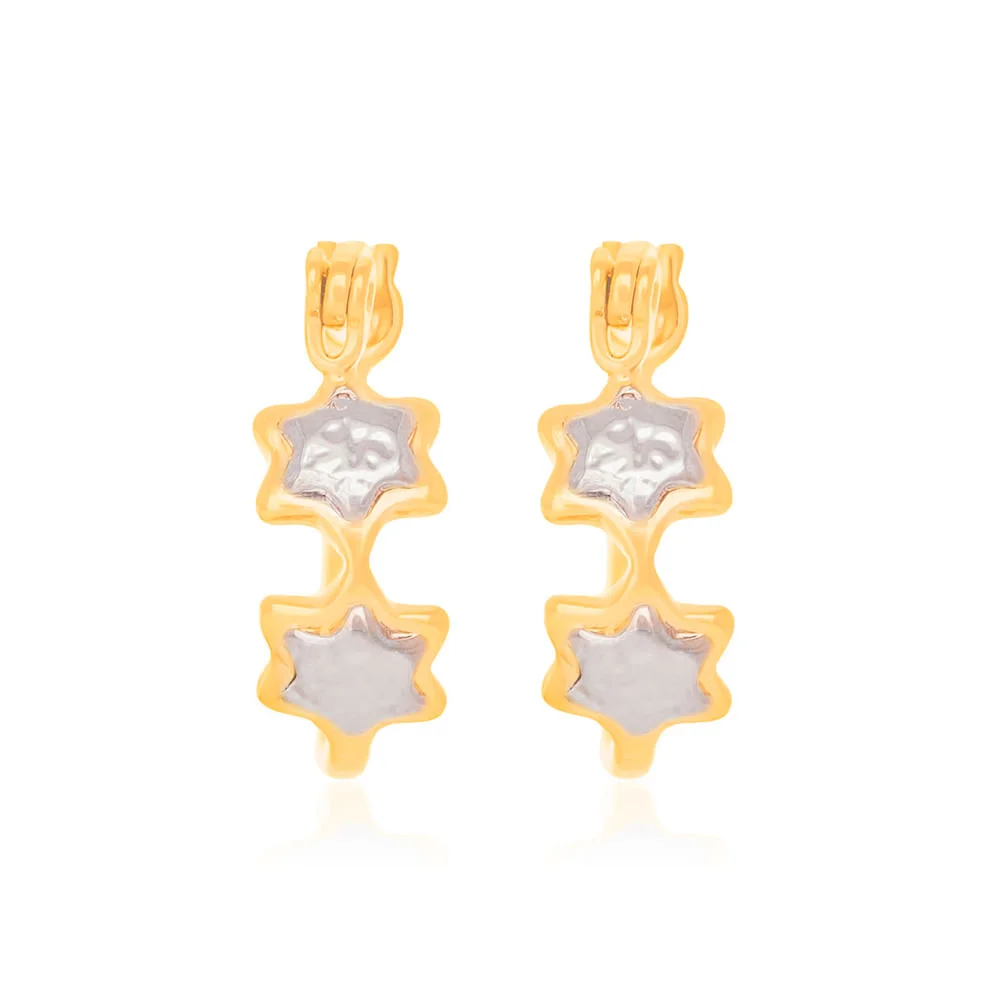Argollas de Flores En Rodio Para Niñas Enchapadas En Oro 18K - Imagen 2