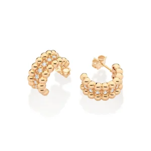 Alternative view of Argollas de medio aro con circonias medianas enchapadas en Oro 18K