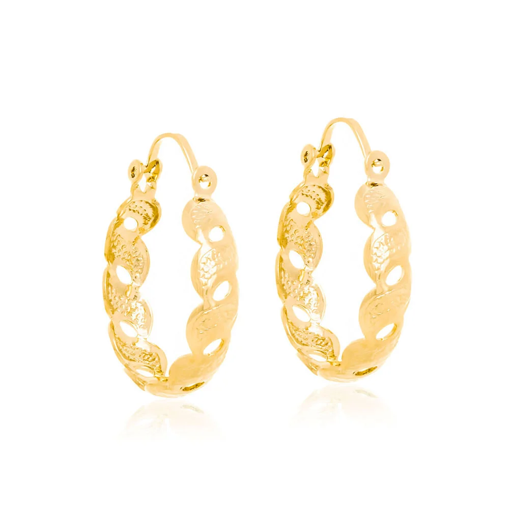 Argollas Entrelazadas Medianas Enchapadas En Oro 18K 3 Argollas Entrelazadas Medianas Enchapadas En Oro