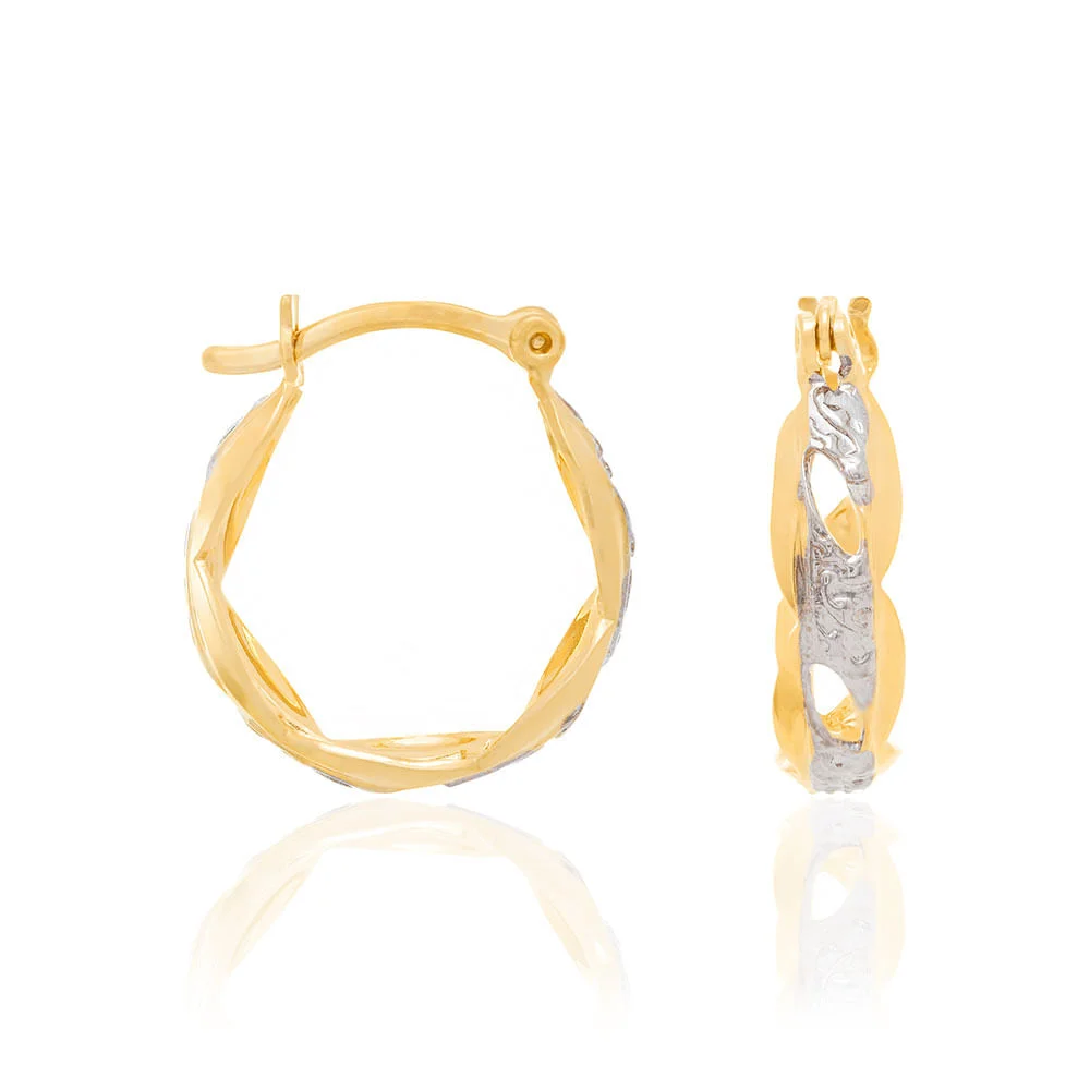 Argollas entrelazadas con Rodio Pequeñas Enchapadas En Oro 18K 4 Argollas entrelazadas con Rodio Pequeñas Enchapadas En Oro 18K - Imagen 2