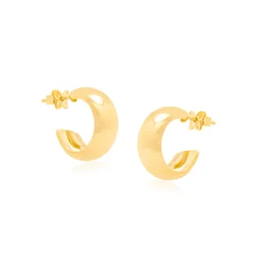 Alternative view of Argollas Gruesas Lisas Pequeñas Enchapadas En Oro 18K