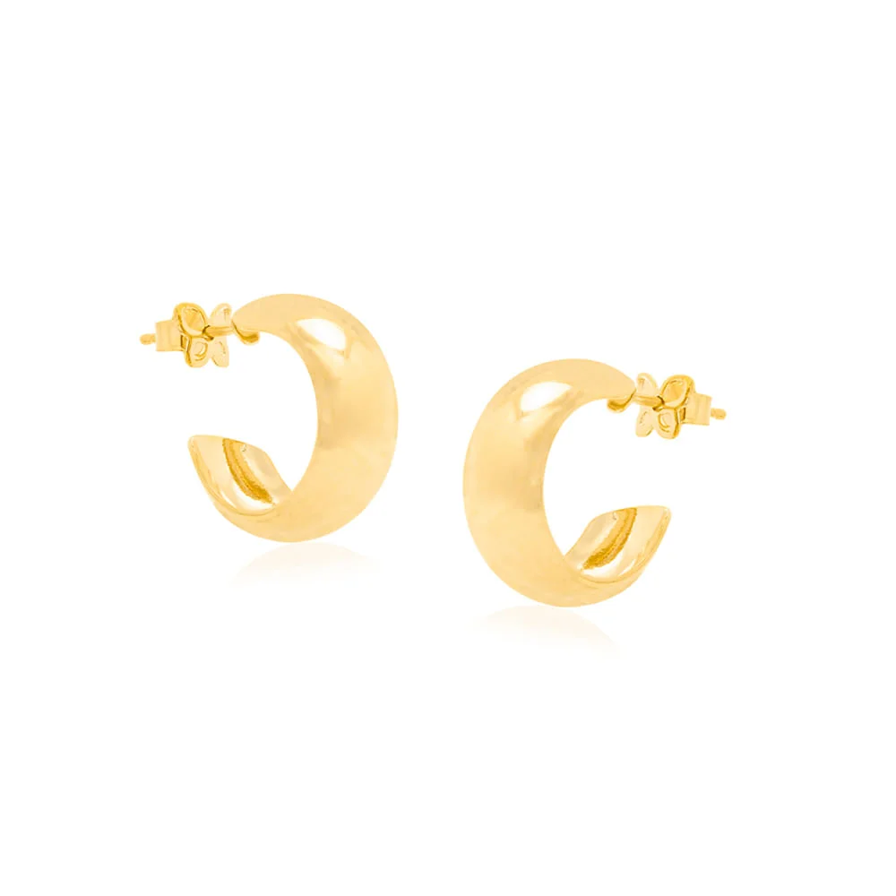 Argollas Gruesas Lisas Pequeñas Enchapadas En Oro 18K 4 Argollas Gruesas Lisas Pequeñas Enchapadas En Oro 18K - Imagen 2