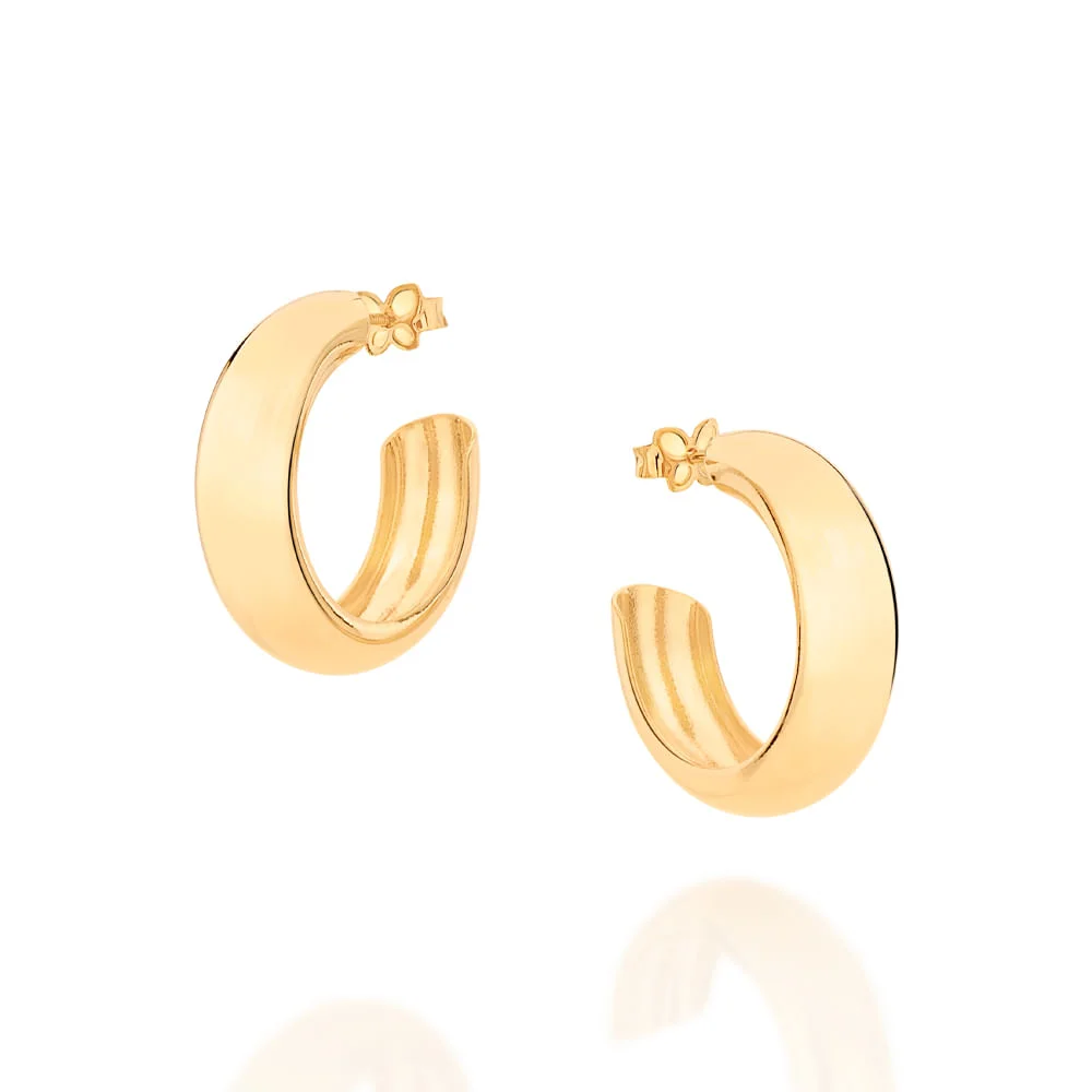Argollas Gruesas Semi-Abiertas Enchapadas en Oro 18K 3 Argollas Gruesas Semi-Abiertas Enchapadas en Oro 18K