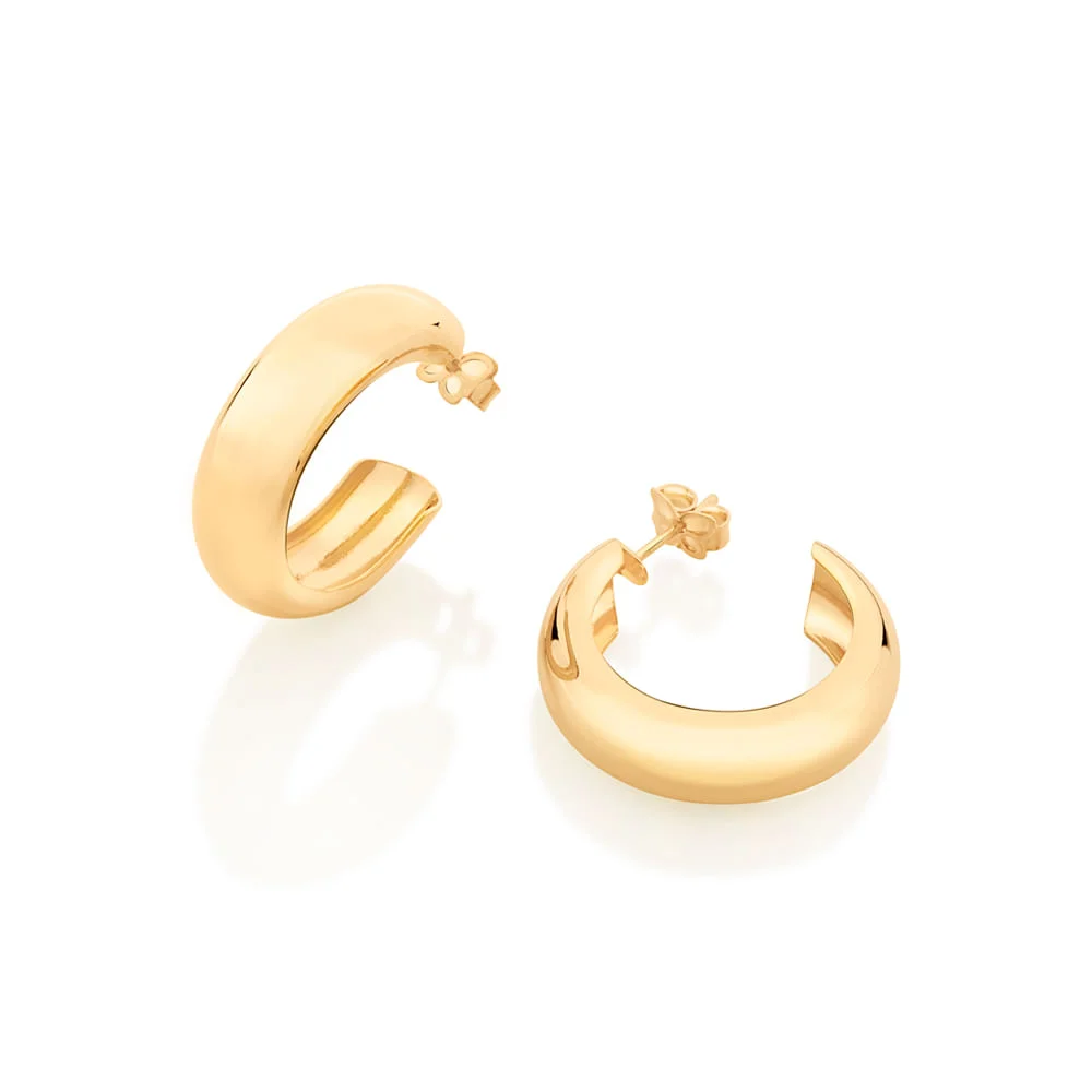 Argollas Gruesas Semi-Abiertas Enchapadas en Oro 18K 4 Argollas Gruesas Semi-Abiertas Enchapadas en Oro 18K - Imagen 2