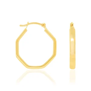 Alternative view of Argollas Hexagonales Medianas Enchapadas En Oro 18K