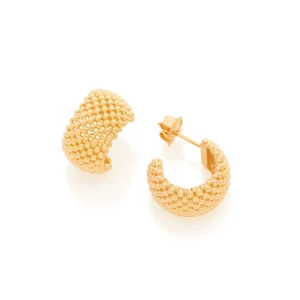 Argollas Huggies Gruesas Semi-Abiertas Enchapadas En Oro18K