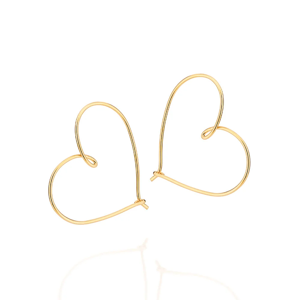 Argollas Medianas De Corazón Enchapadas En Oro De 18k 3 argollas de corazón enchapadas