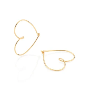 Alternative view of Argollas Medianas De Corazón Enchapadas En Oro De 18k