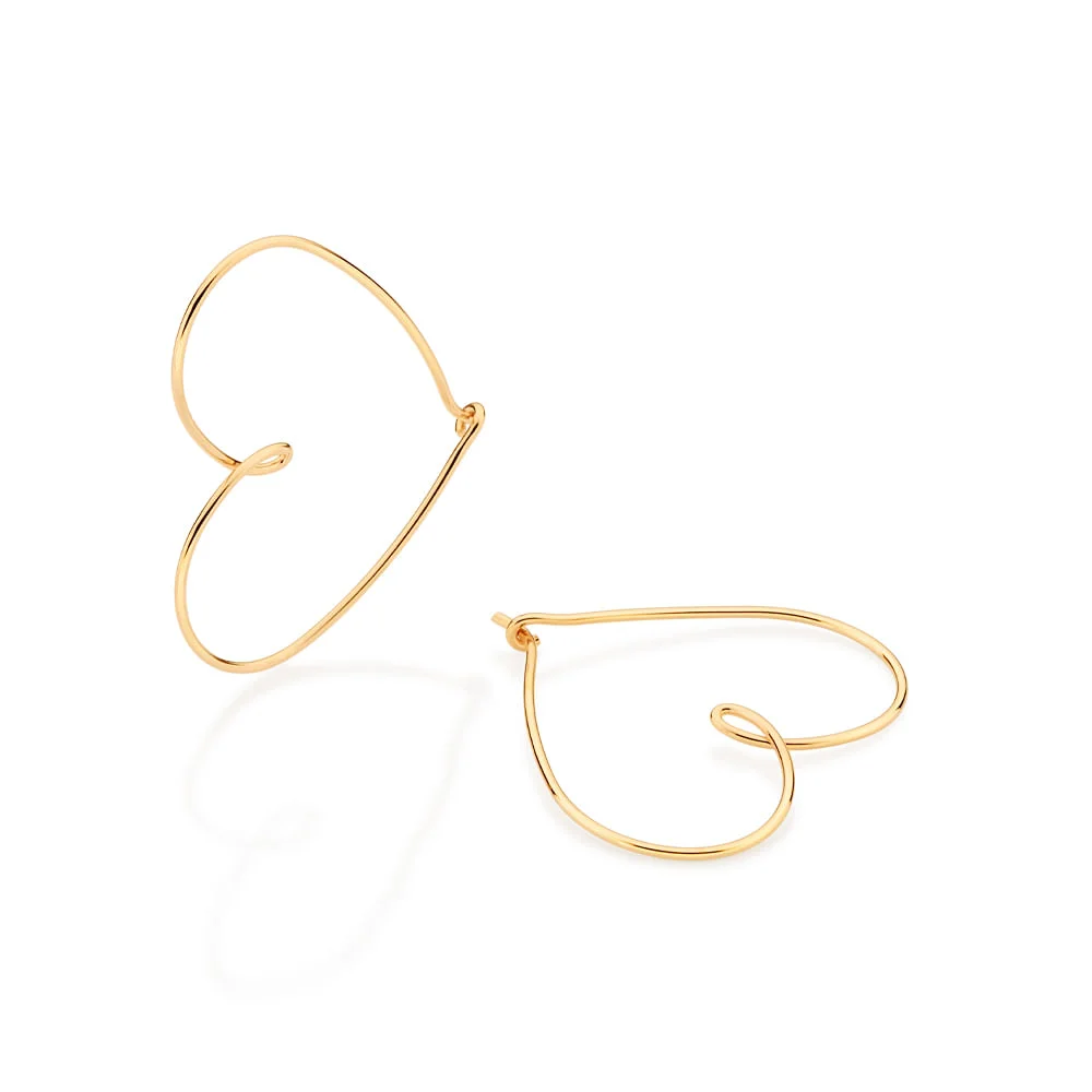 Argollas Medianas De Corazón Enchapadas En Oro De 18k 4 Argollas Medianas De Corazón Enchapadas En Oro De 18k - Imagen 2