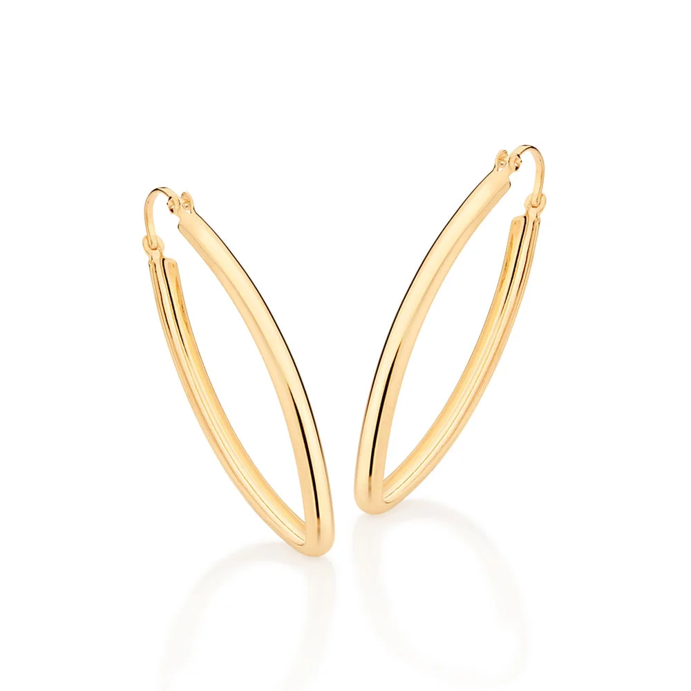Argollas Ovaladas Grandes Enchapadas en Oro 18K 3 Argollas Ovaladas Enchapadas