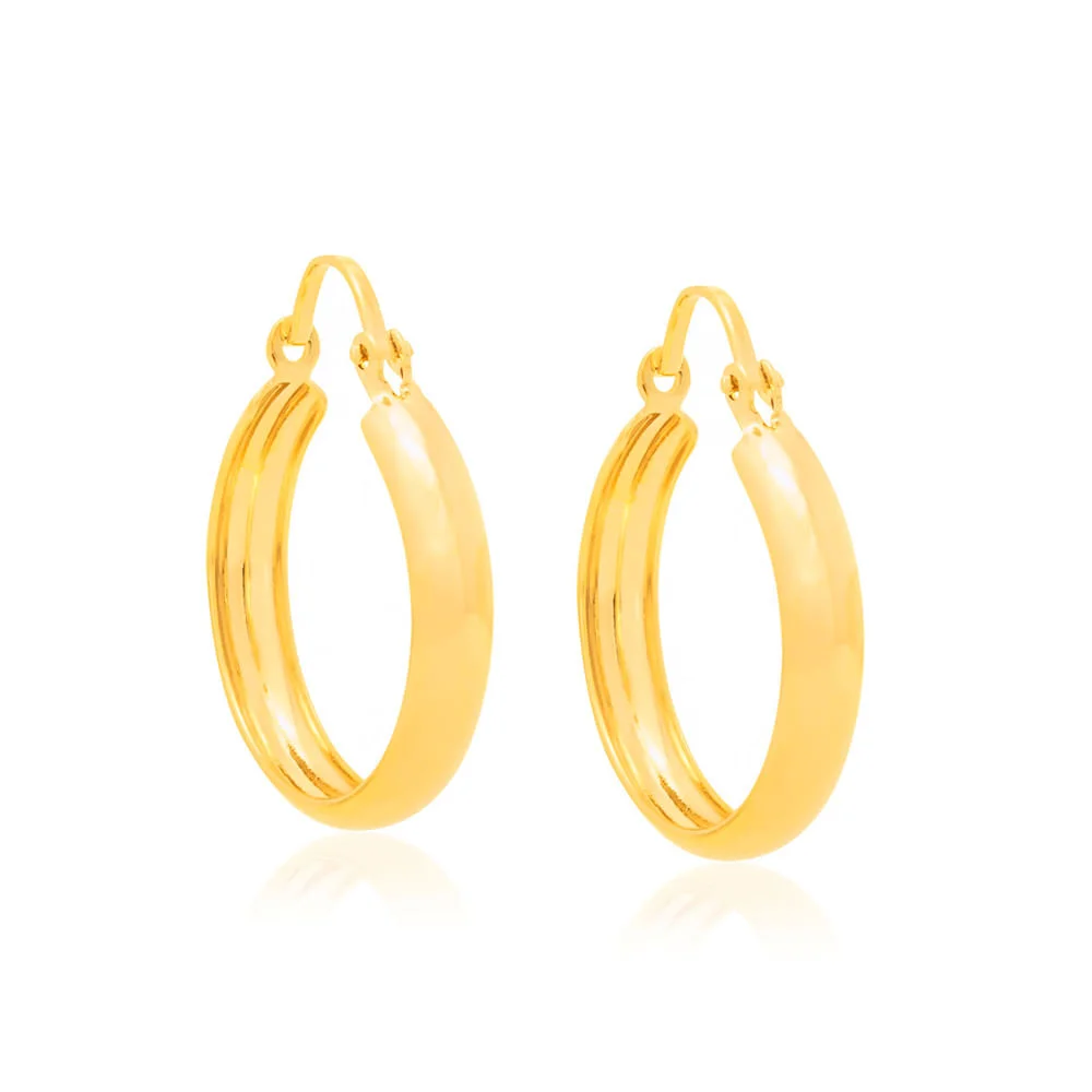 Argollas Redondas Enchapadas en Oro 18K 3 Argollas Redondas Enchapadas en Oro 18K