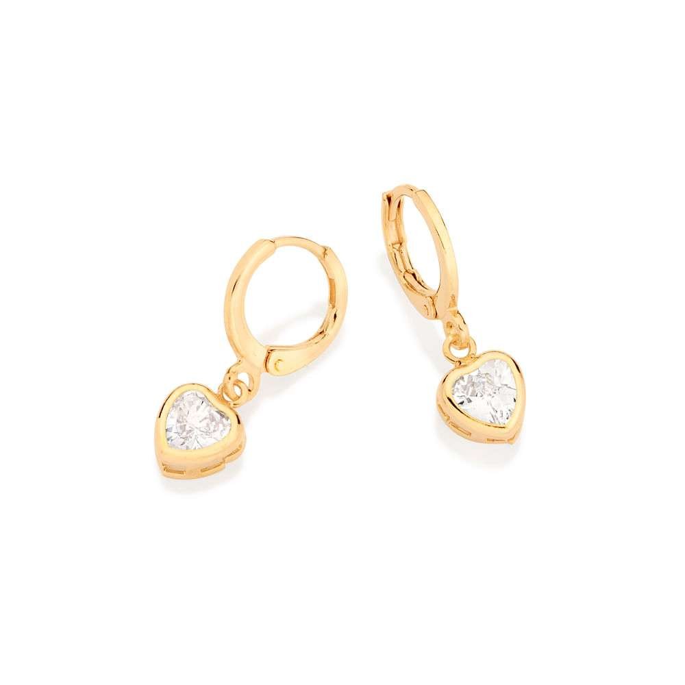 Argollas con corazón colgante enchapadas en Oro de 18k 4 Argollas con corazón colgante enchapadas en Oro de 18k - Imagen 2